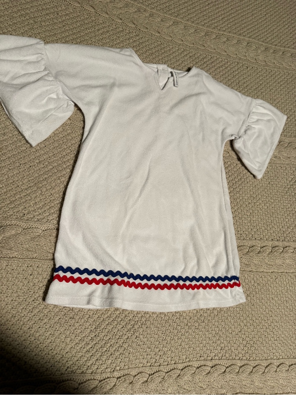 Janie and Jack White Top with Navy Logo Tag